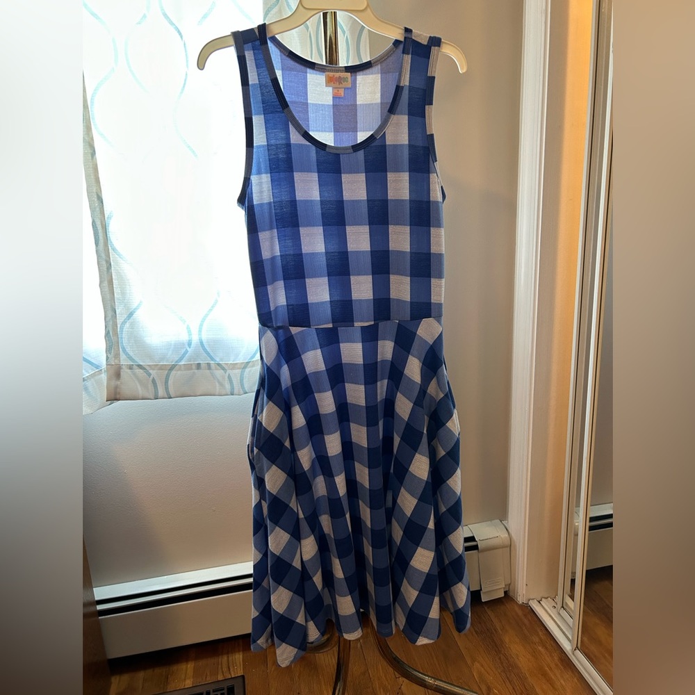 LuLaRoe Nicki dress - size small - blue and white - A-line tank dress